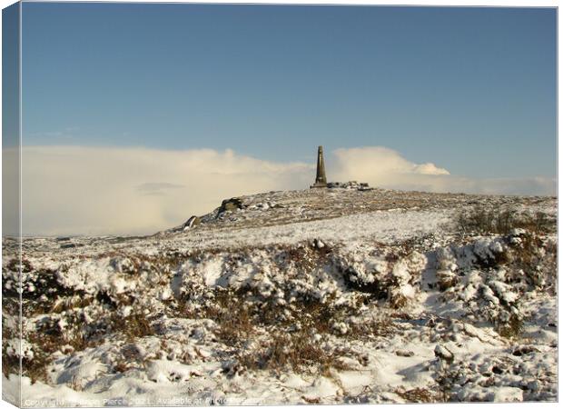Carn Brea and the Basset Monument in Winter  Canvas Print by Brian Pierce