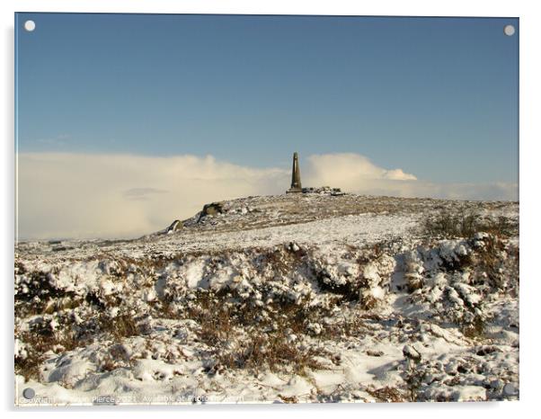 Carn Brea and the Basset Monument in Winter  Acrylic by Brian Pierce
