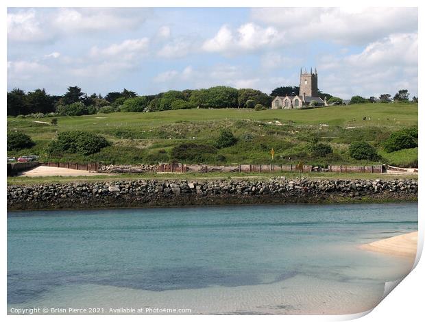 St Uny Church, Lelant and the Hayle River Print by Brian Pierce