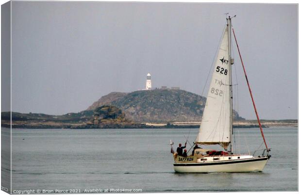Sailing past St Martin's, Isles of Scilly Canvas Print by Brian Pierce