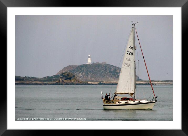 Sailing past St Martin's, Isles of Scilly Framed Mounted Print by Brian Pierce