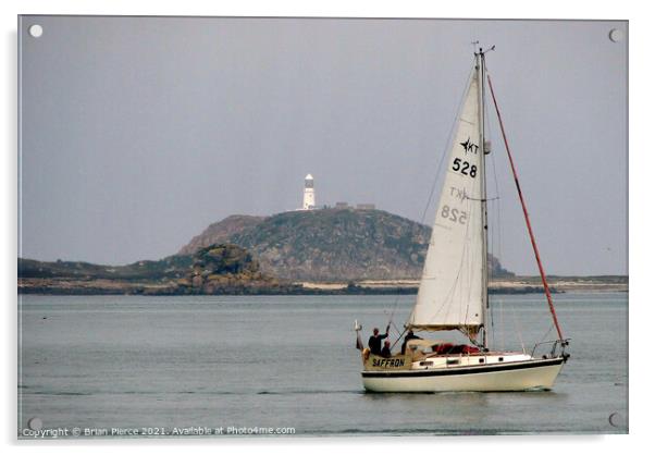 Sailing past St Martin's, Isles of Scilly Acrylic by Brian Pierce