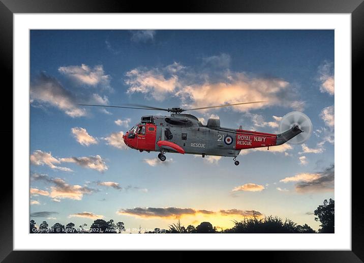 search and rescue Sea King  helicopter from 771 Sq Framed Mounted Print by kathy white