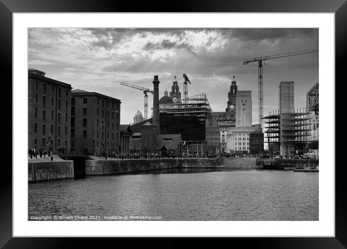 Liverpool skyline cityscape in black and white Framed Mounted Print by Travel and Pixels 