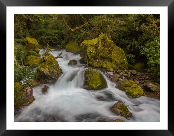 Waterfall in the South Island of New Zealand Framed Mounted Print by Christopher Stores