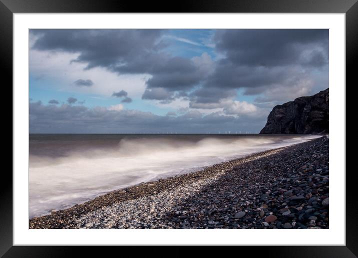 Waves Crashing on a beach in North Wales Framed Mounted Print by Christopher Stores