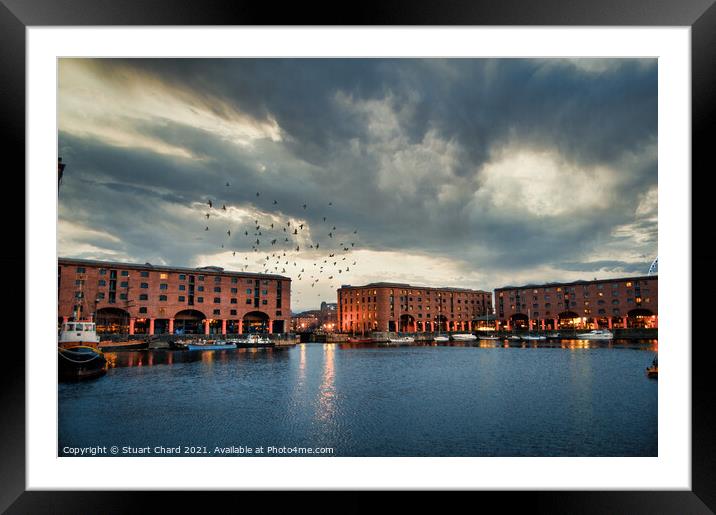 Liverpool Albert Dock at dusk Framed Mounted Print by Travel and Pixels 