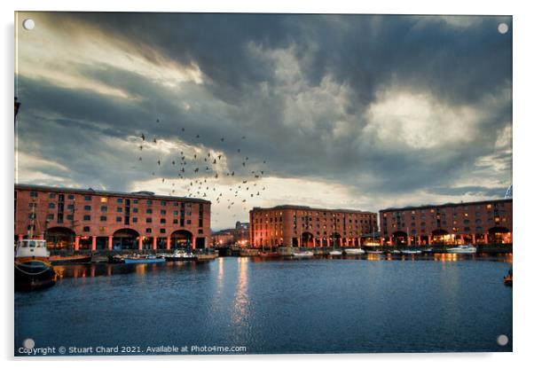Liverpool Albert Dock at dusk Acrylic by Stuart Chard