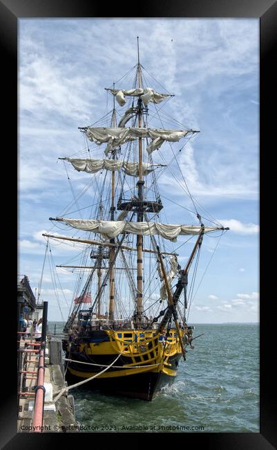 Grand Turk replica Nelson era Warship at Southend on Sea, Essex, UK. Framed Print by Peter Bolton