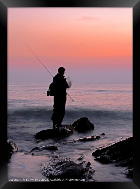 Fishing at Church Cove Framed Print by Ed Whiting