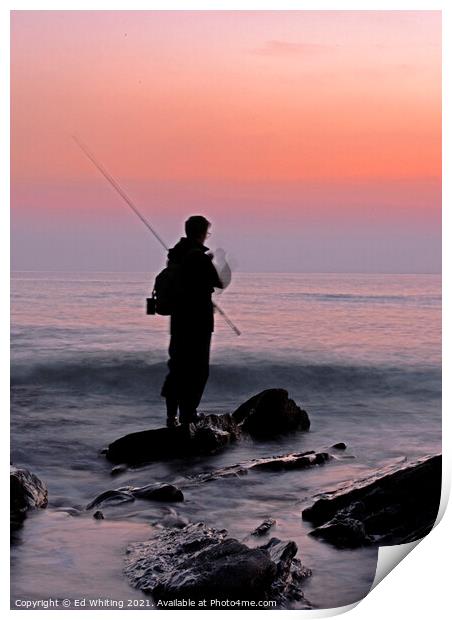 Fishing at Church Cove Print by Ed Whiting