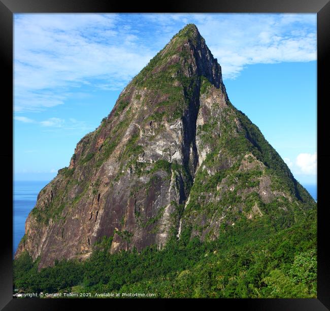 Petit Piton from the Ladera Resort, near Soufriere, St Lucia, Caribbean Framed Print by Geraint Tellem ARPS