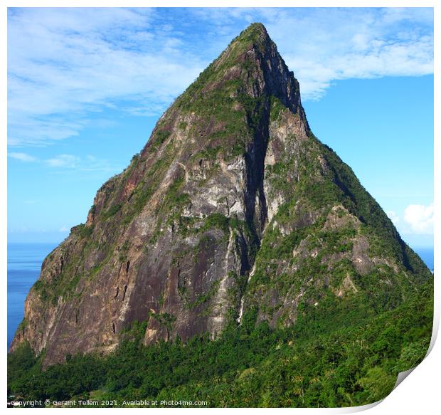 Petit Piton from the Ladera Resort, near Soufriere, St Lucia, Caribbean Print by Geraint Tellem ARPS
