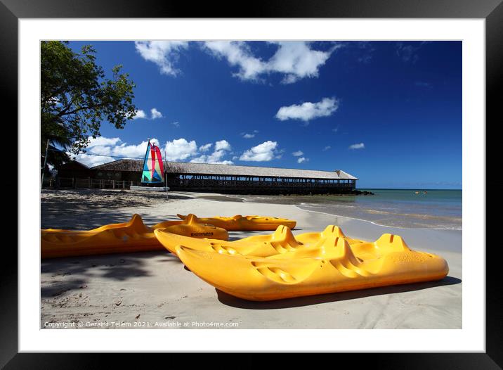 The beach at Almond Morgan Bay Resort, St Lucia, Caribbean Framed Mounted Print by Geraint Tellem ARPS