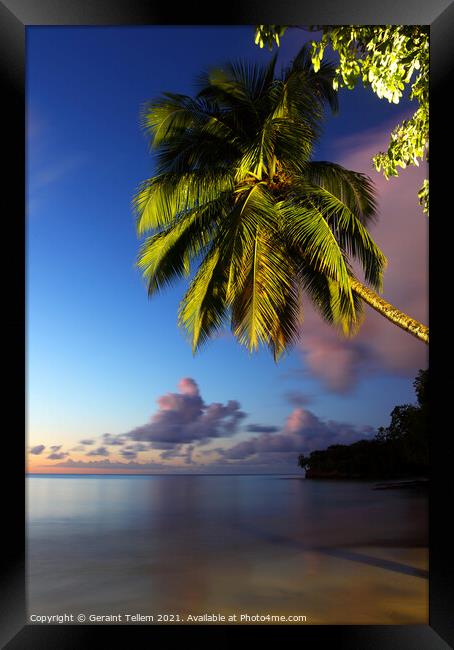 Twilight, Almond Morgan Bay, St Lucia, Caribbean Framed Print by Geraint Tellem ARPS