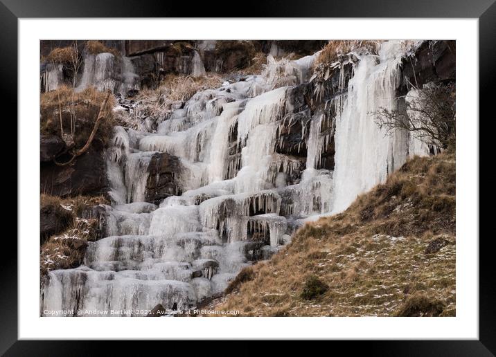 Frozen waterfall at Brecon Beacons, South Wales Framed Mounted Print by Andrew Bartlett