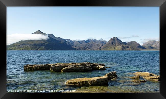 Elgol and the Cullin mountains Framed Print by jim Hamilton