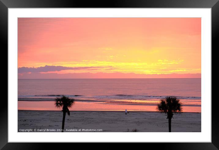 Pink Sea at Dawn Framed Mounted Print by Darryl Brooks
