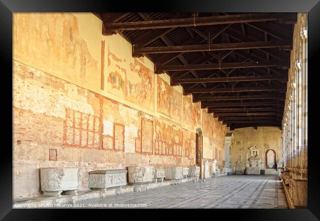 Camposanto hallway - Pisa Framed Print by Laszlo Konya