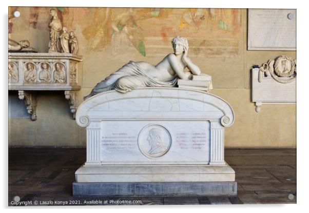 Sarcophagus in the Camposanto - Pisa Acrylic by Laszlo Konya