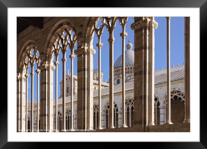 Duomo photographed from the Camposanto - Pisa Framed Mounted Print by Laszlo Konya