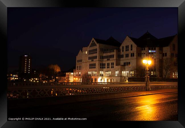 York Aviva building by night  Framed Print by PHILIP CHALK