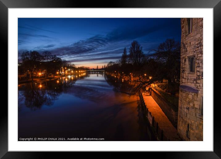 Sunset looking off Lendal bridge 252 Framed Mounted Print by PHILIP CHALK
