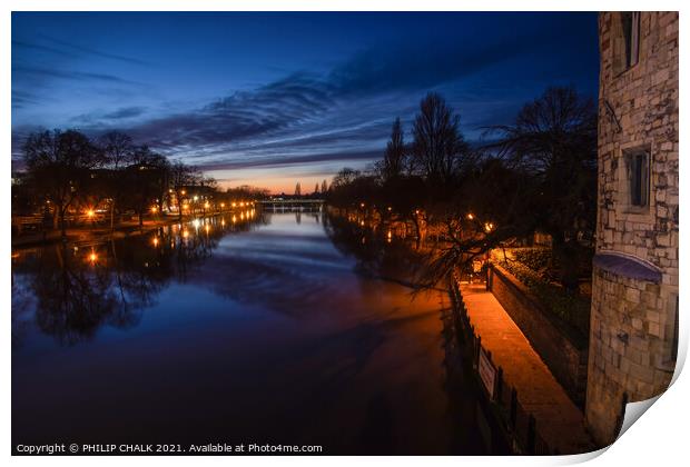 Sunset looking off Lendal bridge 252 Print by PHILIP CHALK