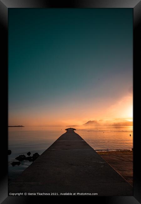 Sunrise in Port de Pollença, Mallorca Framed Print by Genia Tkacheva