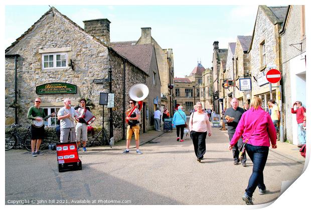 Street buskers at Bakewell in Derbyshire. Print by john hill