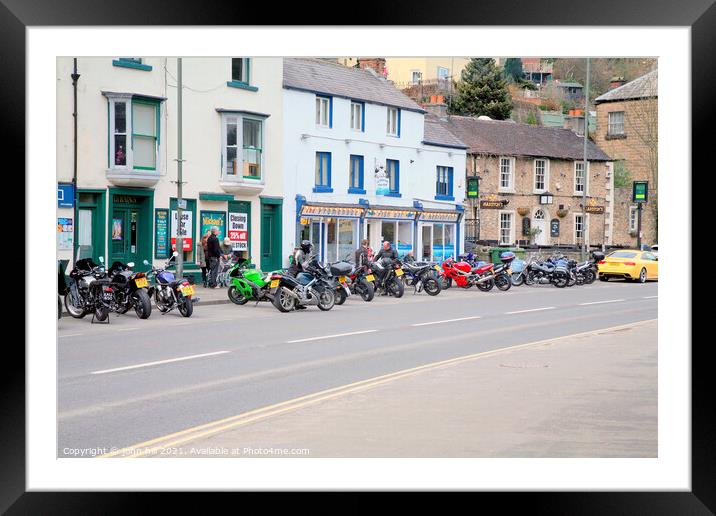 Motor cycle parking atMatlock Bath in Derbyshire Framed Mounted Print by john hill