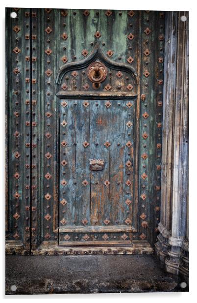 Old Door to Girona Cathedral Acrylic by Artur Bogacki