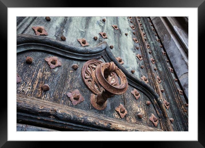 Ancient Door Knocker of Girona Cathedral Framed Mounted Print by Artur Bogacki