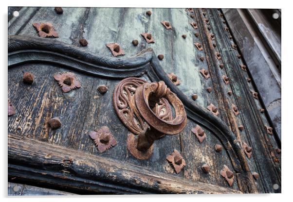 Ancient Door Knocker of Girona Cathedral Acrylic by Artur Bogacki