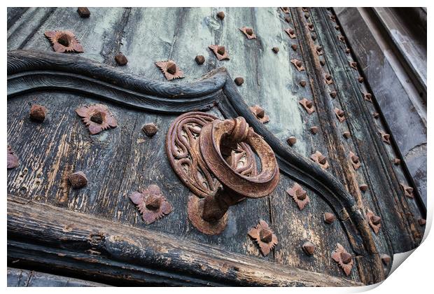 Ancient Door Knocker of Girona Cathedral Print by Artur Bogacki