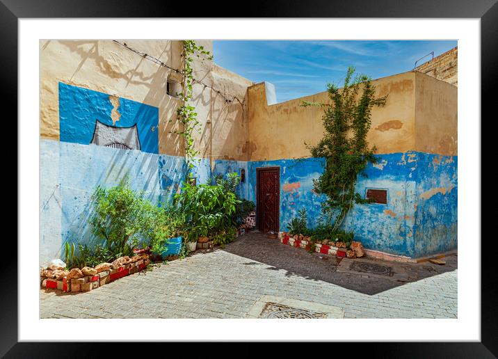 Vibrant Blue Moroccan Medina Framed Mounted Print by Kevin Snelling