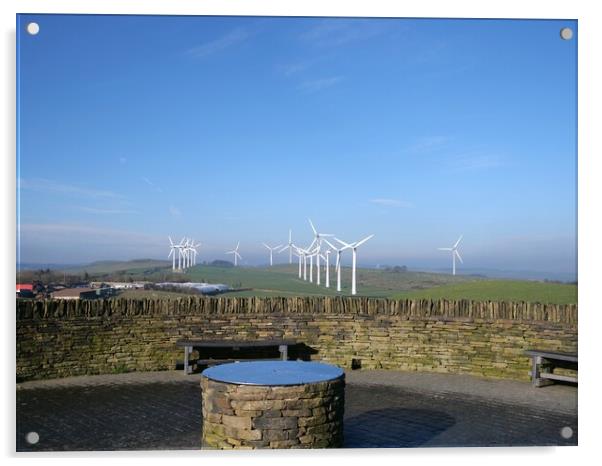 Wind farm Royd Moor Holmfirth Acrylic by Roy Hinchliffe
