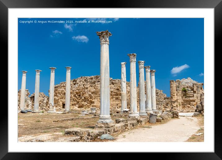 Roman columns at Salamis, Northern Cyprus Framed Mounted Print by Angus McComiskey