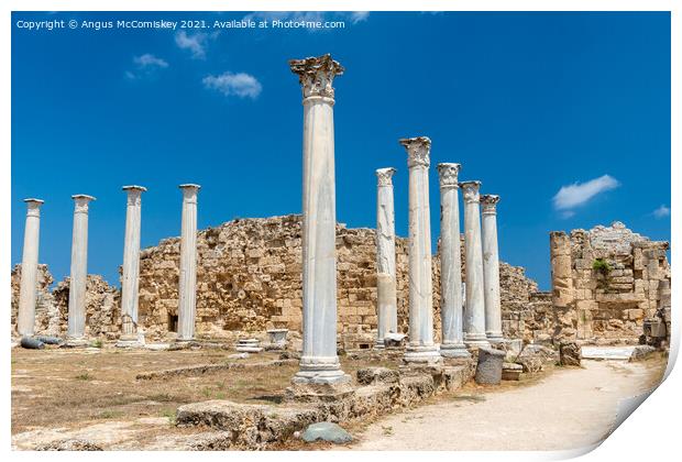 Roman columns at Salamis, Northern Cyprus Print by Angus McComiskey