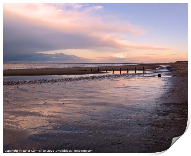 Tranquility at Brancaster Staithe Beach Print by Janet Carmichael