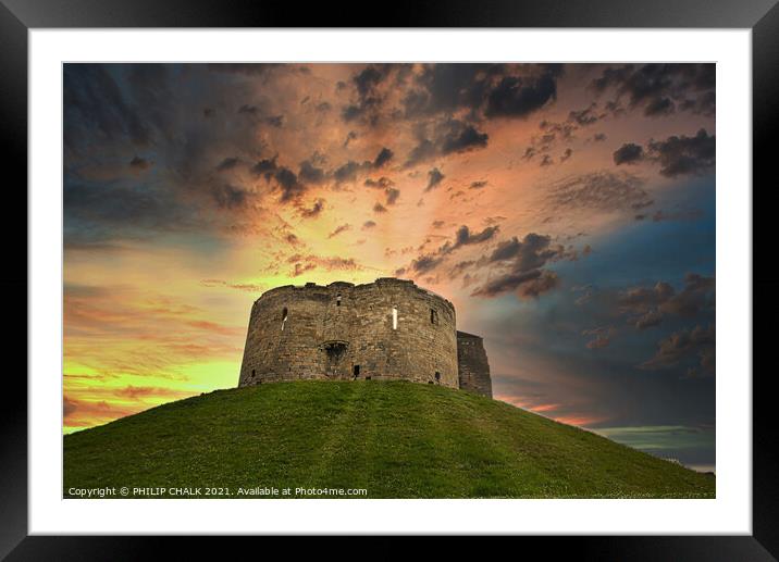 Clifford's tower in York  Framed Mounted Print by PHILIP CHALK