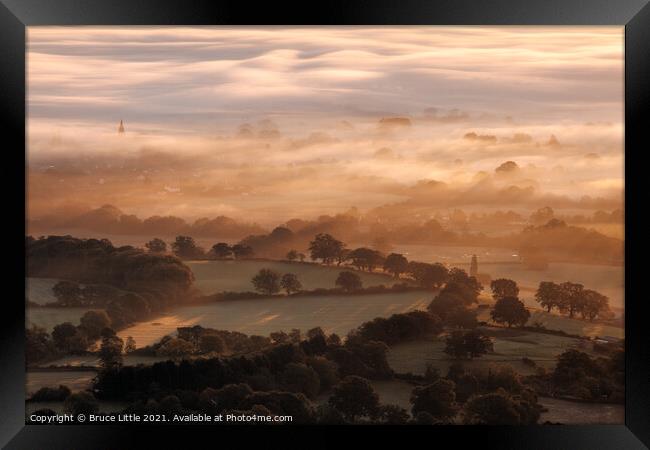 Foggy Sunrise from the Malvern Hills Framed Print by Bruce Little