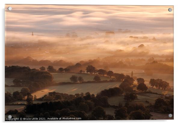 Foggy Sunrise from the Malvern Hills Acrylic by Bruce Little