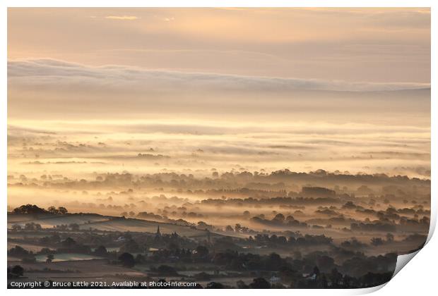 Misty Sunrise Over Severn Valley Print by Bruce Little
