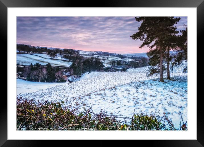Loxley Valley Winter Scene Framed Mounted Print by Angie Morton