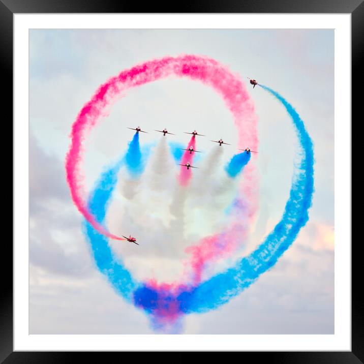 Red Arrows display team in formation Framed Mounted Print by tim miller