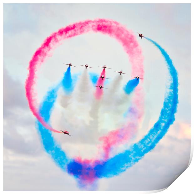 Red Arrows display team in formation Print by tim miller