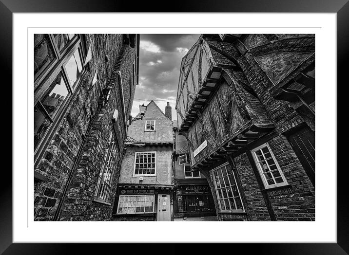 Little shambles in York black and white 261 Framed Mounted Print by PHILIP CHALK