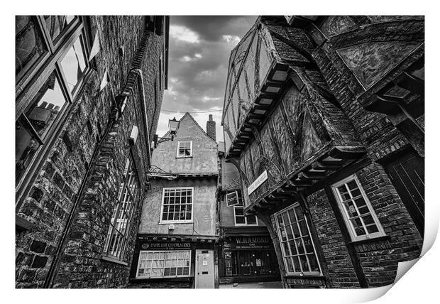 Little shambles in York black and white 261 Print by PHILIP CHALK