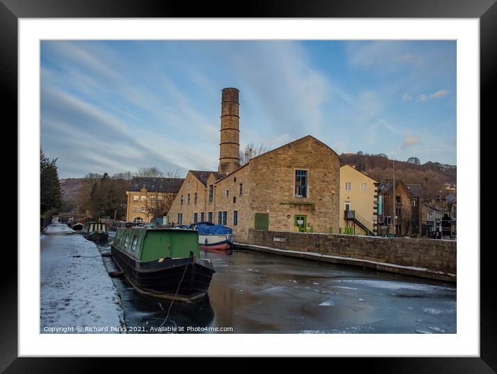 A winter`s day on the Rochdale Canal Framed Mounted Print by Richard Perks